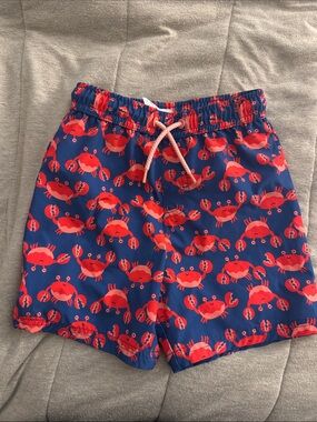 wonder nation Red Crab Print Swim Trunks on Blue